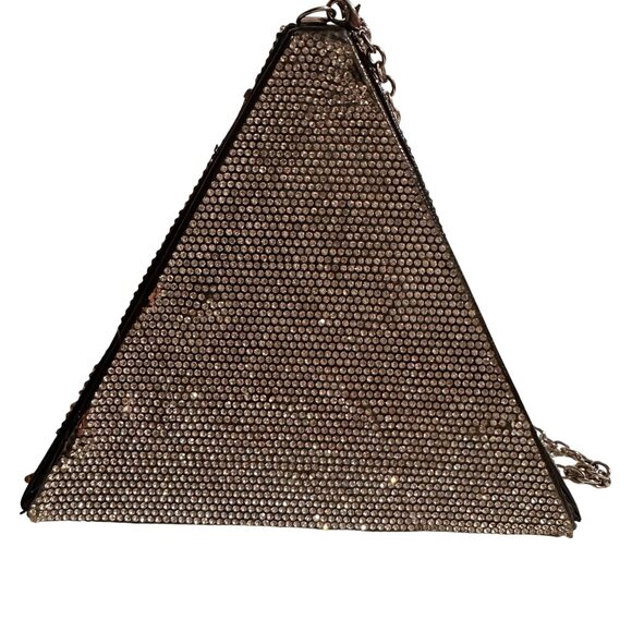 Vintage Y2K Pyramid Rhinestone Purse With Chain - Picture 8 of 11